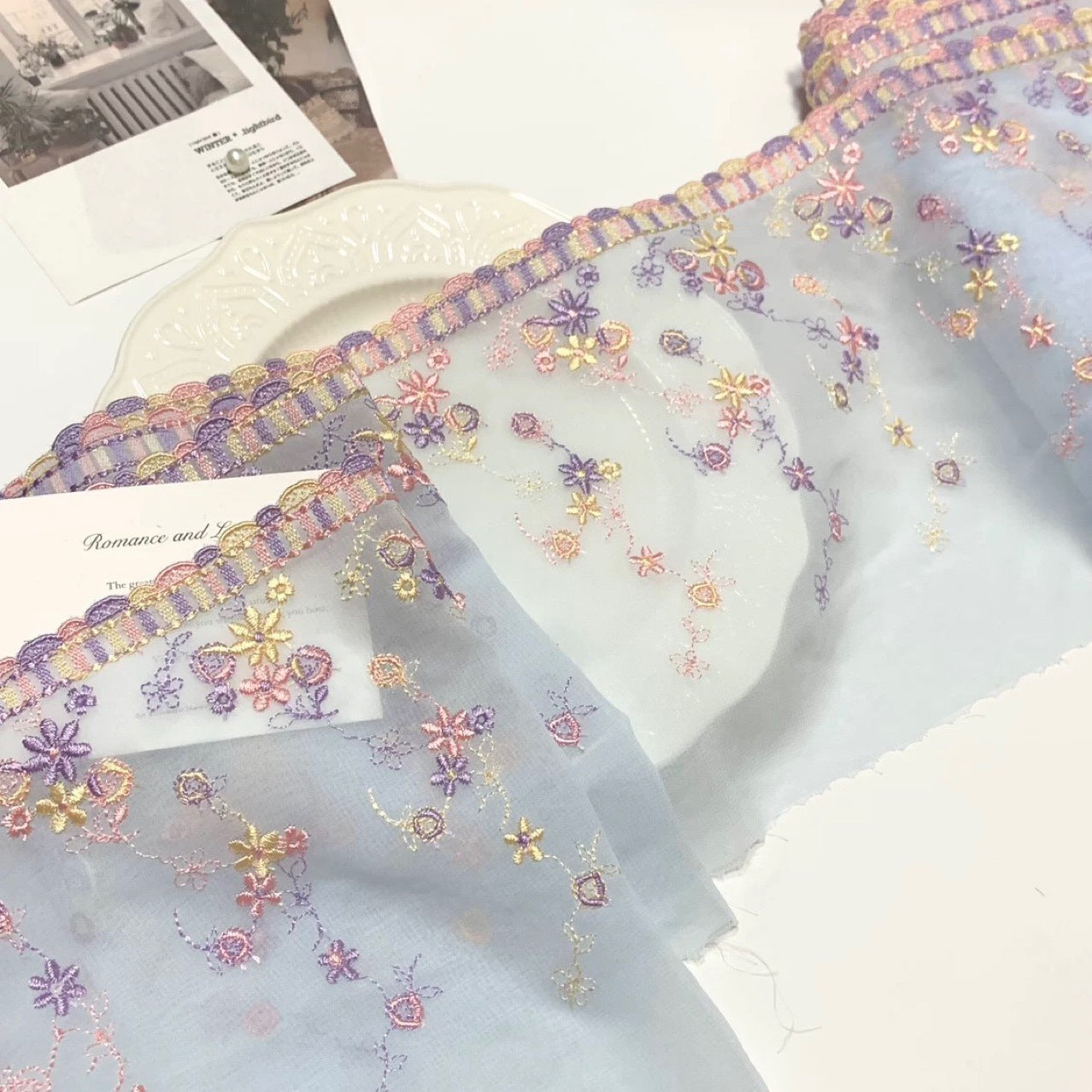 FREEDOMBEAUTY | Spot Macaron Chiffon Embroidery Lace Accessories Decorative Fabric Design DIY Apparel