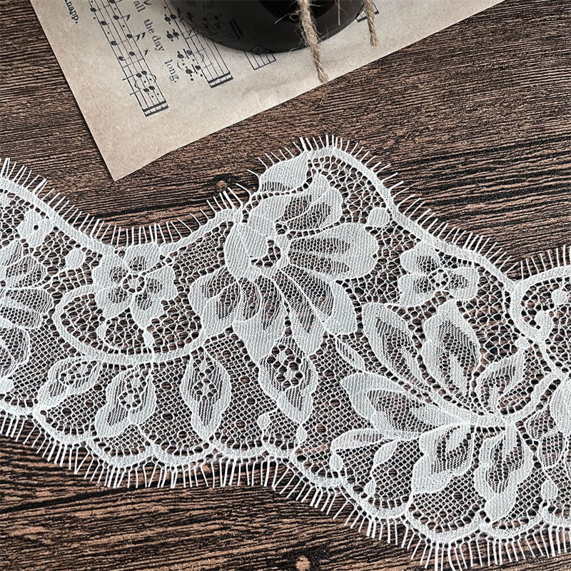 FREEDOMBEAUTY | Factory direct sales spot French 13cm non-elastic eyelash lace, handmade DIY wedding dress eyelash lace supplement