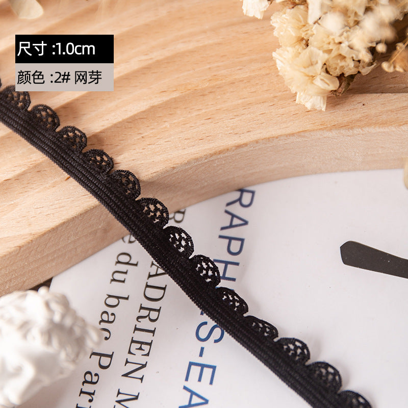 FREEDOMBEAUTY | Manufacturer supplies 1.0 cm white black mesh bud with nail flower bud with mesh bud with clothing underwear elastic band