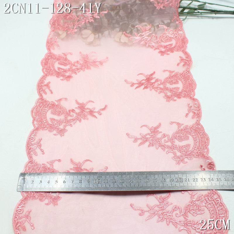 FREEDOMBEAUTY | Spot simple honey pink mesh yarn bilateral pattern embroidery lace, clothing underwear home pillow lace accessories