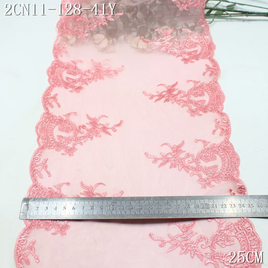 FREEDOMBEAUTY | Spot simple honey pink mesh yarn bilateral pattern embroidery lace, clothing underwear home pillow lace accessories