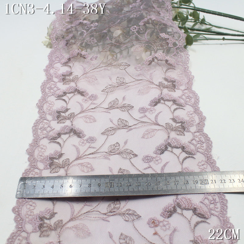 【1Pack】-Freedombeauty | Three-color mesh bilateral classical exquisite flower embroidery lace 22.5cm clothing jewelry home textile accessories