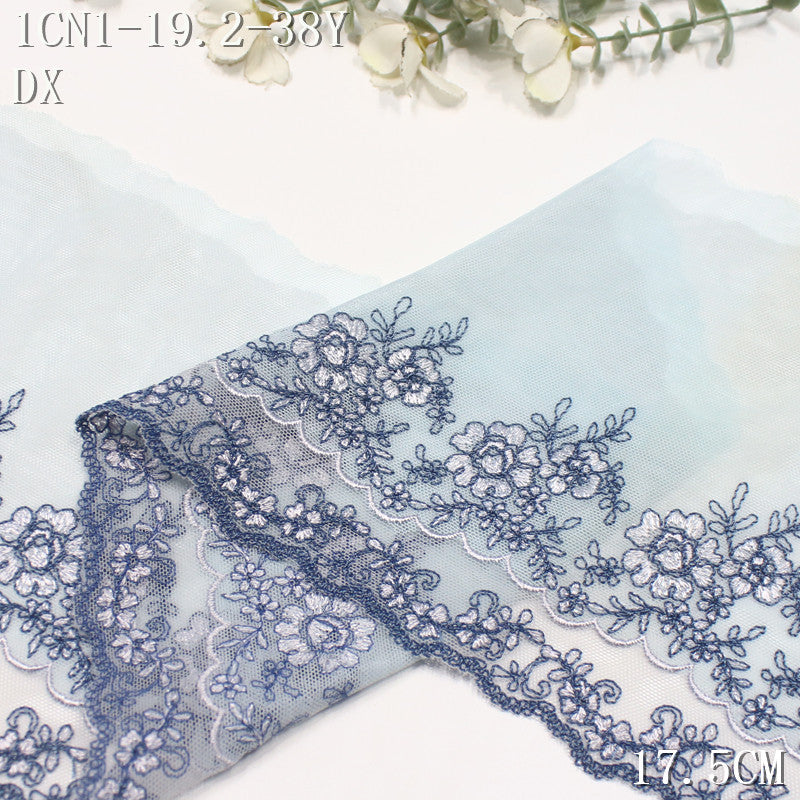 FREEDOMBEAUTY | [1Pack] Two-color double-layer splicing mesh embroidery lace retro floral 23cm drama dance suit lace accessories DIY