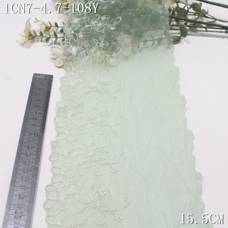 FREEDOMBEAUTY | Fresh green mesh yarn simple flower embroidery lace 21cm skirt hair band clothing lace accessories