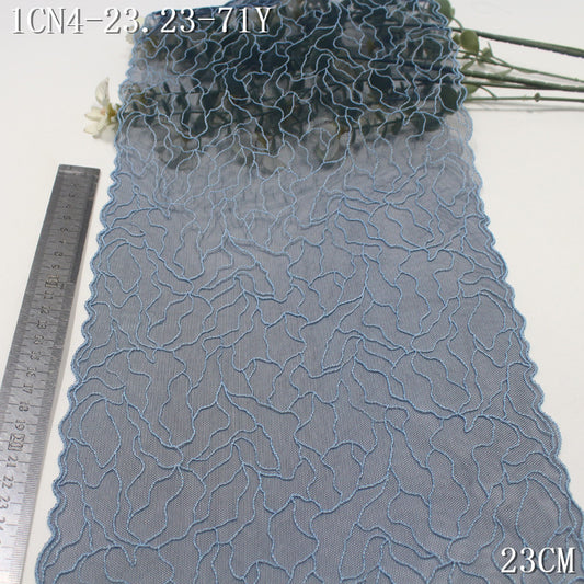 FREEDOMBEAUTY | [1Pack] Indigo mesh yarn simple full irregular stripes embroidery lace 23cm clothing accessories lace accessories