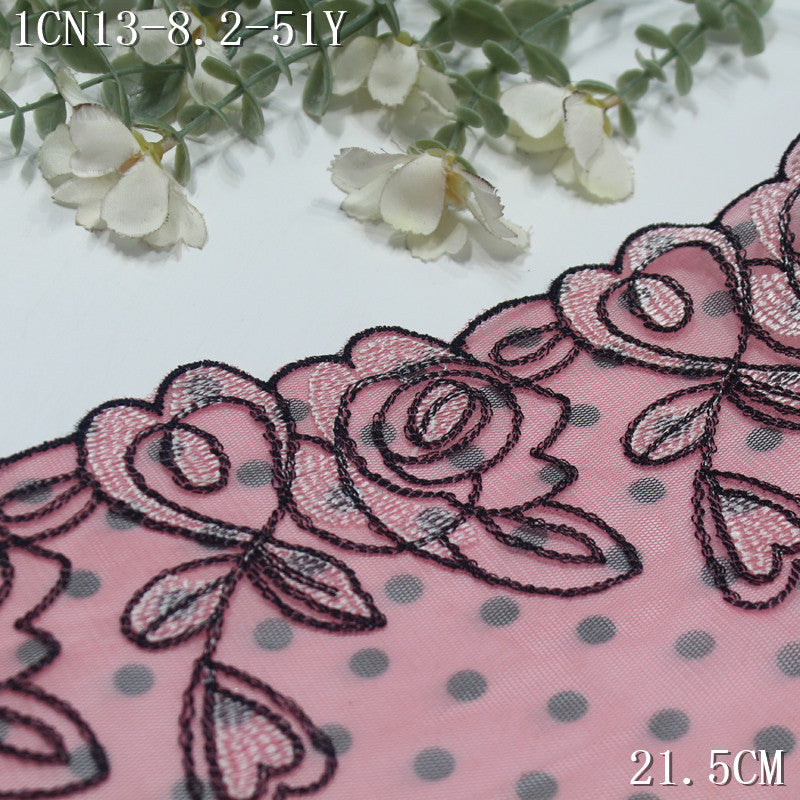 FREEDOMBEAUTY | Polka dot mesh embroidery lace rose heart, dress baby dress with lace lace accessories DIY