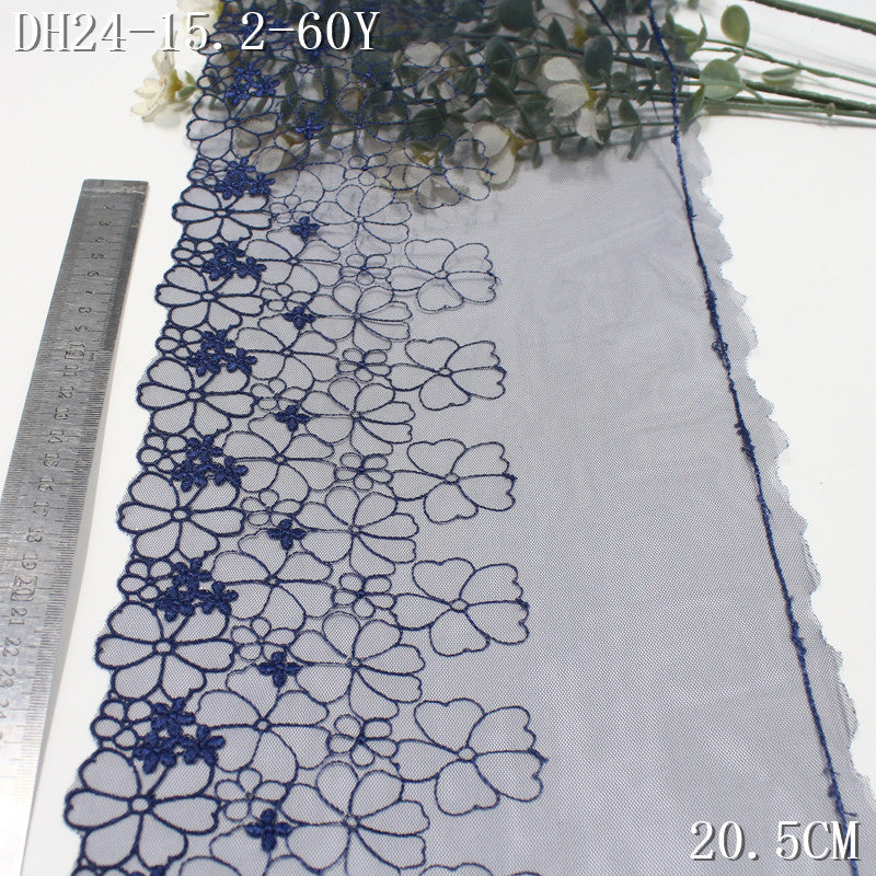 FREEDOMBEAUTY | Navy blue half-width flower light mesh embroidery lace, clothing underwear lace accessories DIY