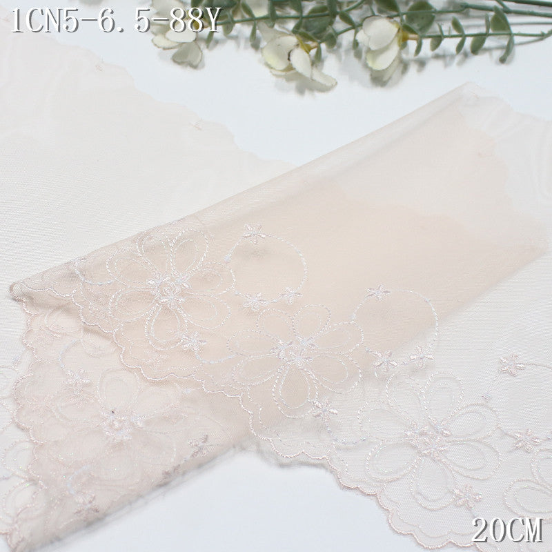 FREEDOMBEAUTY | Simple and plain light pink silver thread garland mesh embroidery lace, clothing underwear skirt accessories DIY