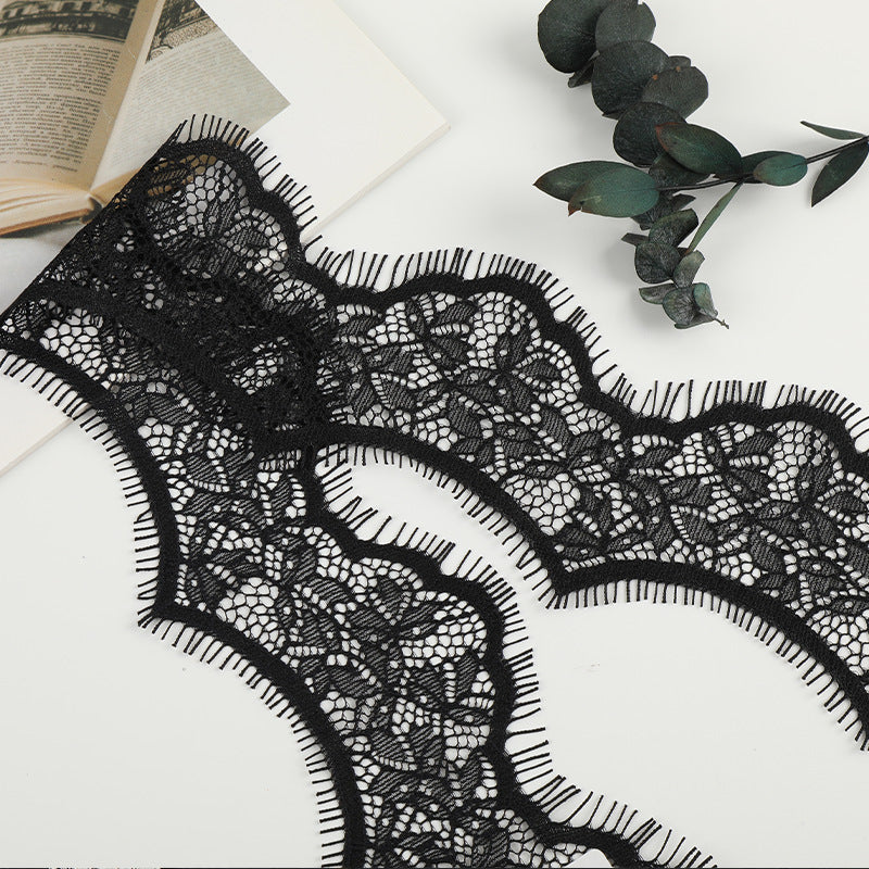 FREEDOMBEAUTY | [laser-cut lace] Black eyelash lace, hot-selling eyelash lace, home textile Lolita light luxury lace accessories