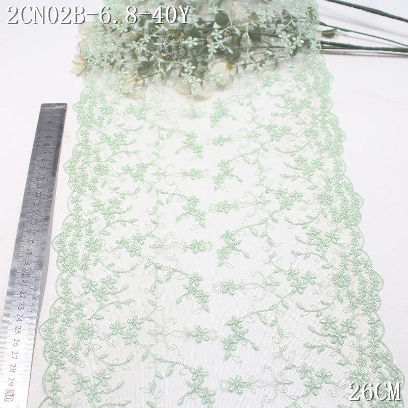 FREEDOMBEAUTY | [1Pack] Small fresh silver thread full of floral striped mesh embroidery lace, Mori skirt decoration handmade lace accessories