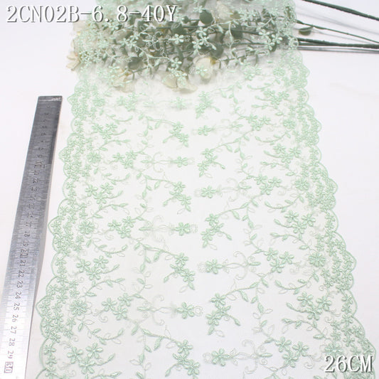 FREEDOMBEAUTY | [1Pack] Small fresh silver thread full of floral striped mesh embroidery lace, Mori skirt decoration handmade lace accessories