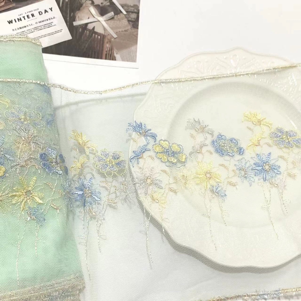FREEDOMBEAUTY | Spot retro court style middle embroidery embroidery mesh lace lace accessories decorative design DIY