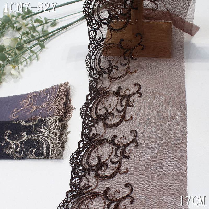 FREEDOMBEAUTY | [1Pack] Silver thread water-soluble embroidery lace roll pattern 22cm clothing home textile lace accessories DIY