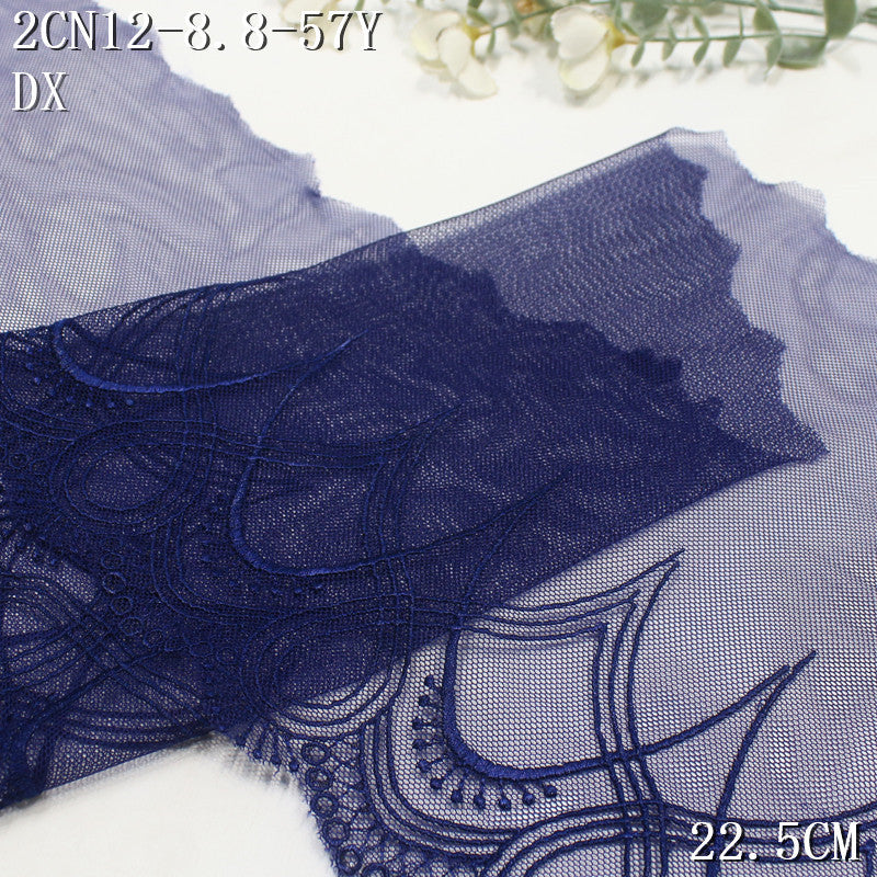 FREEDOMBEAUTY | Navy blue mesh embroidery lace tracing oval pattern 22.5cm clothing home textile tablecloth accessories