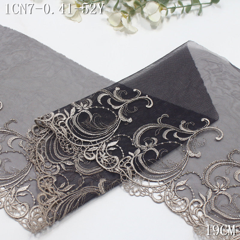 FREEDOMBEAUTY | [1Pack] Silver thread water-soluble embroidery lace roll pattern 22cm clothing home textile lace accessories DIY