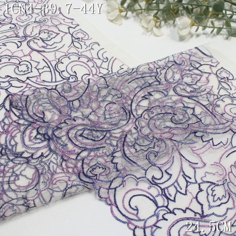 【1Pack】-Freedombeauty | European and American personalized multi-color combination stroke pattern mesh embroidery lace 24.5cm fashion jewelry accessories