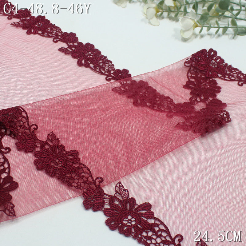FREEDOMBEAUTY | Spot retro crimson mesh embroidery lace bilateral water-soluble flowers, clothing accessories underwear lace accessories