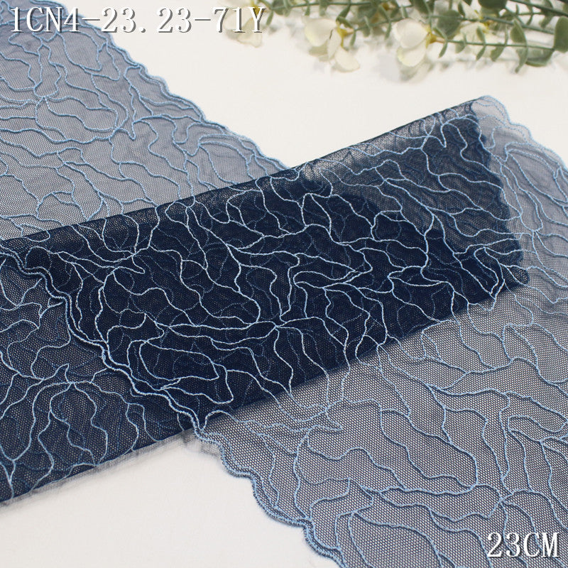 【1Pack】-Freedombeauty | Indigo mesh simple full irregular stripe embroidery lace 23cm clothing accessories lace accessories