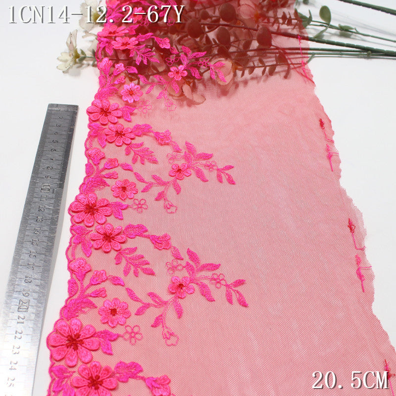 FREEDOMBEAUTY | Rose red mesh embroidery lace exquisite three-dimensional flowers, clothing skirt handmade DIY lace accessories