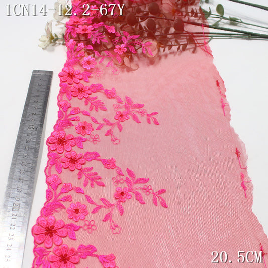 FREEDOMBEAUTY | Rose red mesh embroidery lace exquisite three-dimensional flowers, clothing skirt handmade DIY lace accessories