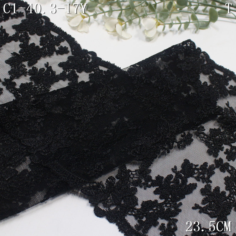 FREEDOMBEAUTY | Fashion mesh embroidery lace black full pattern 23.5cm skirt decoration clothing lace accessories
