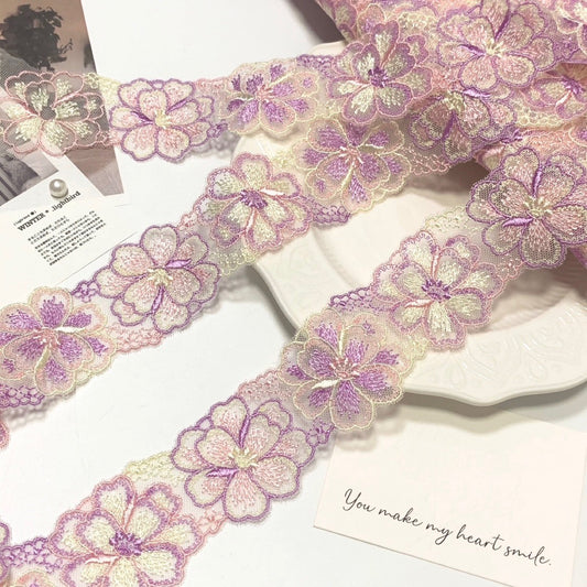 FREEDOMBEAUTY | In Stock Exquisite Macaron Mesh Embroidery Lace Accessories Decorative Fabric Design Clothing DIY