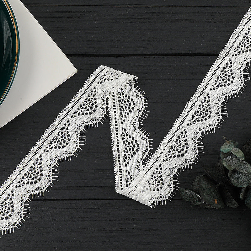 FREEDOMBEAUTY | [stretch] White hollow lace lace accessories, wavy lace edges, small fresh clothing home textile elastic lace accessories