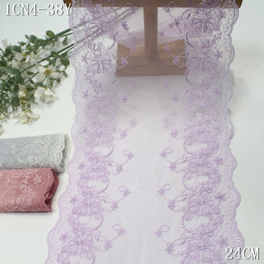 FREEDOMBEAUTY | Bilateral French fine pattern mesh embroidered lace 24cm skirt wedding headgear lace accessories