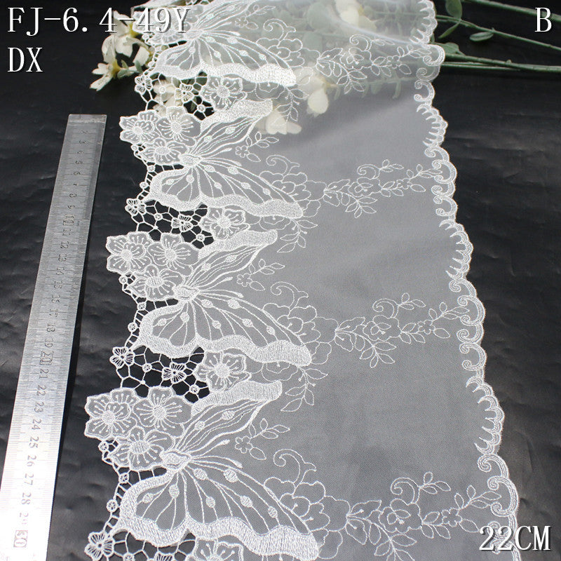 FREEDOMBEAUTY | [1Pack] French fairy air book, white butterfly floral element, water-soluble lace, dress, DIY lace accessories