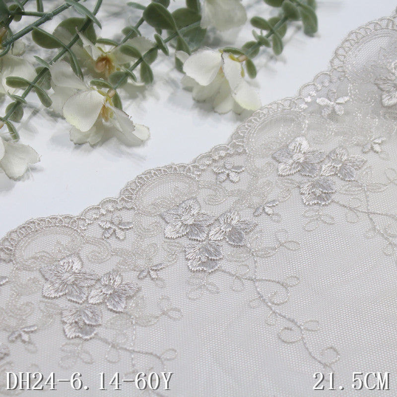 FREEDOMBEAUTY | Gray wheat Korean small flower mesh yarn embroidered lace 21cm clothing skirt underwear lace accessories