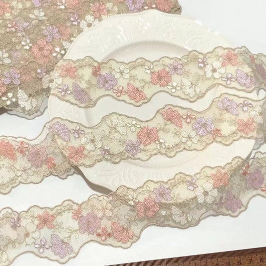 FREEDOMBEAUTY | In Stock Exquisite Macaron Mesh Embroidery Lace Accessories Decorative Fabric Design Clothing DIY