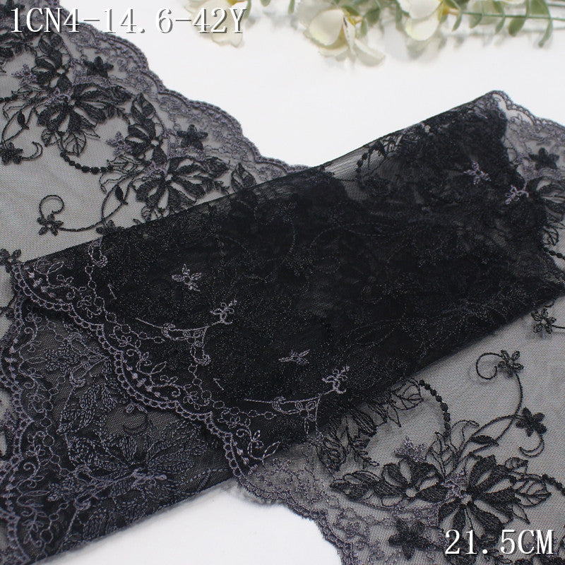 FREEDOMBEAUTY | Bilateral French fine pattern mesh embroidered lace 24cm skirt wedding headgear lace accessories