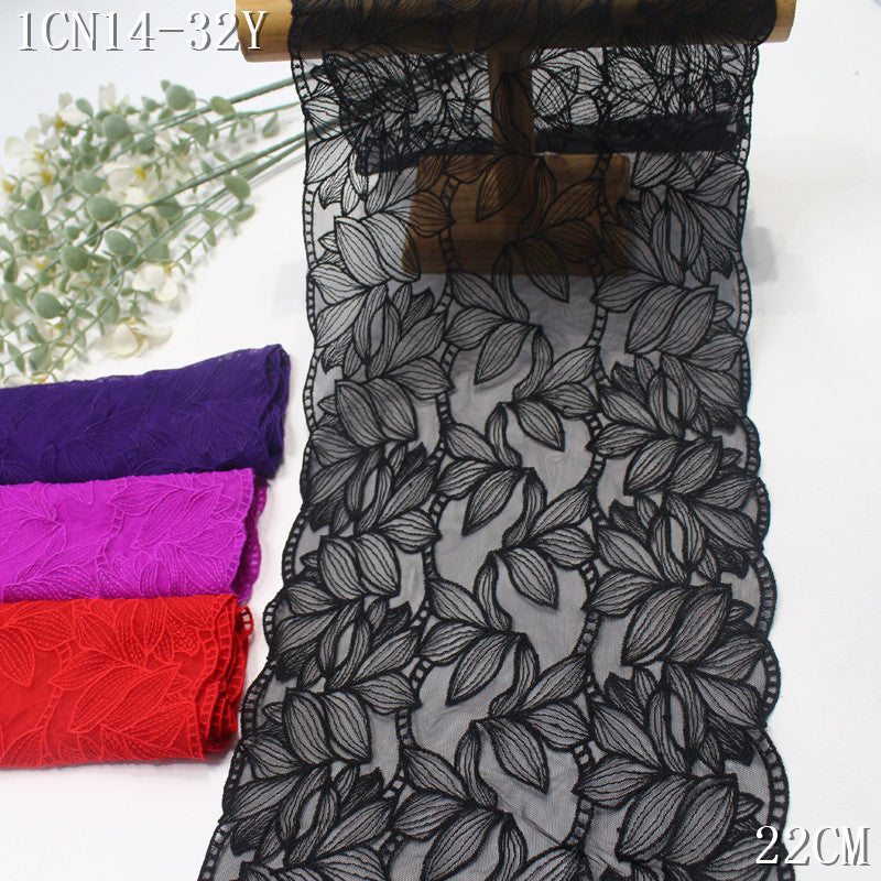 FREEDOMBEAUTY | Spot multi-color non-elastic mesh embroidery lace full leaf 22cm middle-aged clothing dress-up lace accessories
