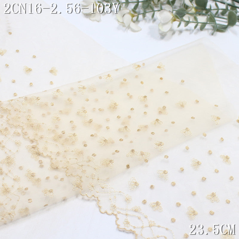 FREEDOMBEAUTY | [1Pack] Simple color mesh embroidery lace scattered with small flowers, light skirt children's neckline DIY lace accessories