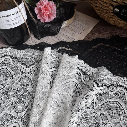 FREEDOMBEAUTY | 18cm black lace accessories imported DIY fabric flower skirt lining lengthened and wide elastic hollow, white skirt