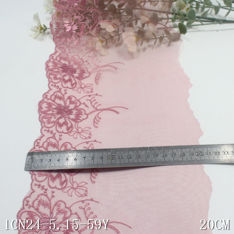FREEDOMBEAUTY | Spot European classical style red exquisite flower mesh embroidery lace 20cm clothing underwear lace accessories