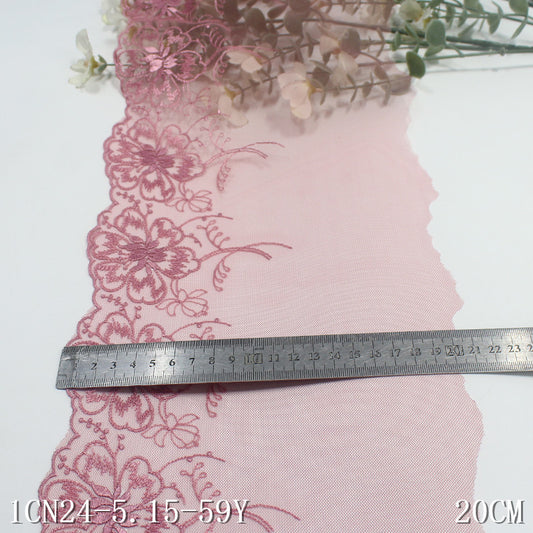 FREEDOMBEAUTY | Spot European classical style red exquisite flower mesh embroidery lace 20cm clothing underwear lace accessories