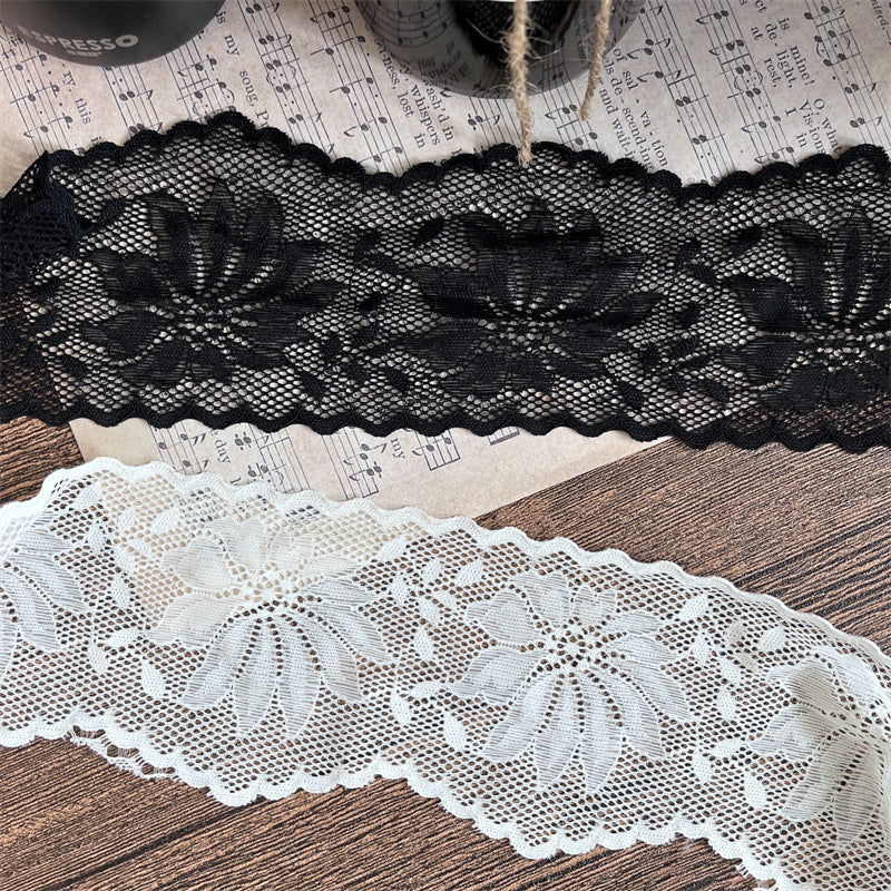 FREEDOMBEAUTY | Factory direct sales, elegant hollow 11-leaf flower hollow wavy pattern 9CM elastic lace accessories DIY handmade