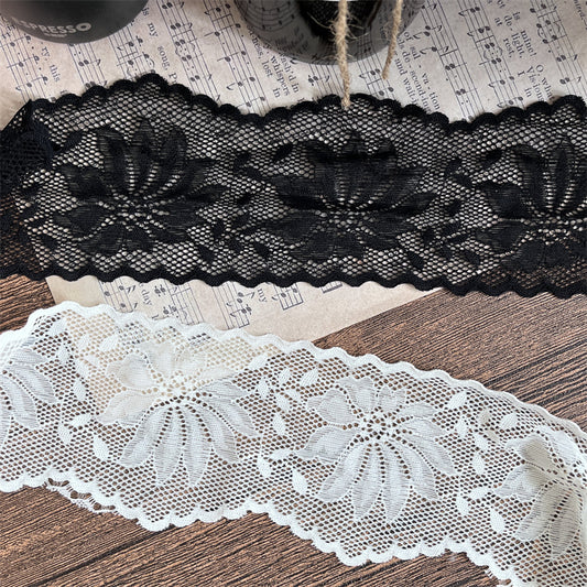 FREEDOMBEAUTY | Factory direct sales, elegant hollow 11-leaf flower hollow wavy pattern 9CM elastic lace accessories DIY handmade