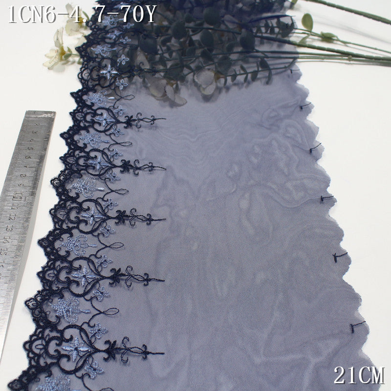 FREEDOMBEAUTY | Mesh embroidery lace French navy blue pattern, clothing skirt hair band lace accessories DIY