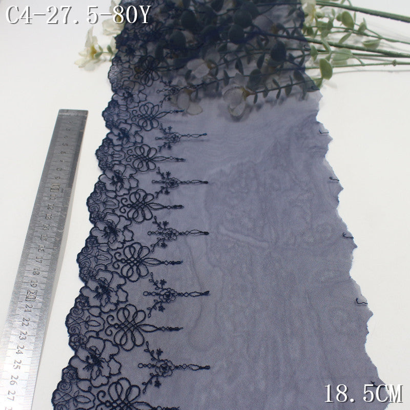FREEDOMBEAUTY | European Vintage Indigo Mesh Embroidered Lace 21.5cm Dress Accessories Lace Accessories