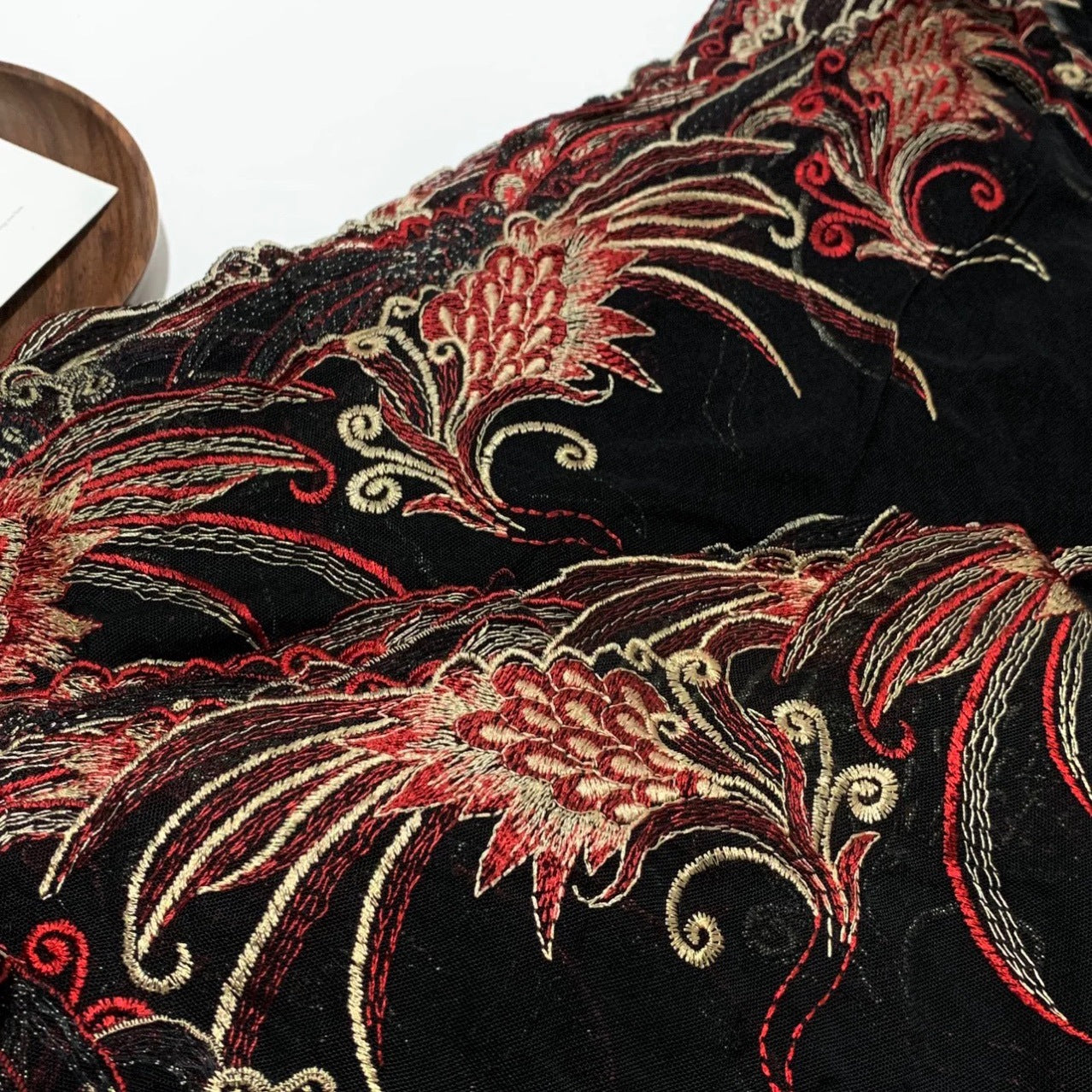 FREEDOMBEAUTY | Spot black and red elastic mesh embroidery lace accessories decorative design DIY