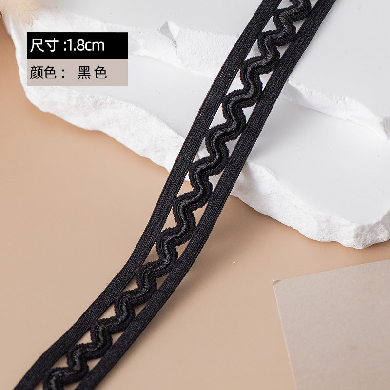 FREEDOMBEAUTY | Factory direct 2.0CM light strip wave 1.5CM circle fish silk black and white spot elastic nylon elastic band