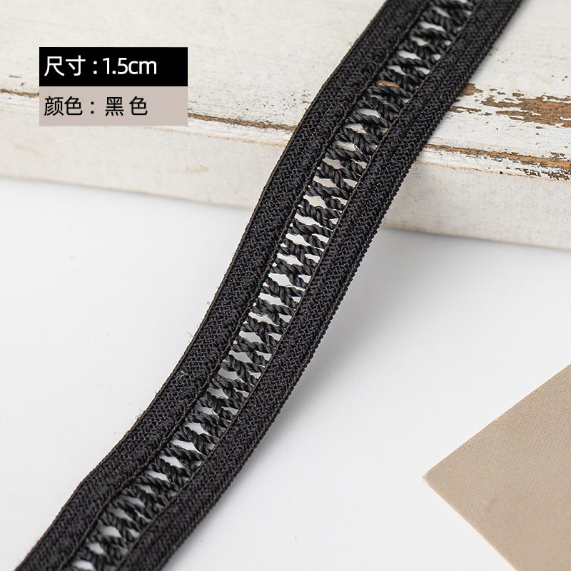 FREEDOMBEAUTY | Factory direct 1.5CM hollow nylon elastic rope with black and white spot women's skirt underwear decorative elastic