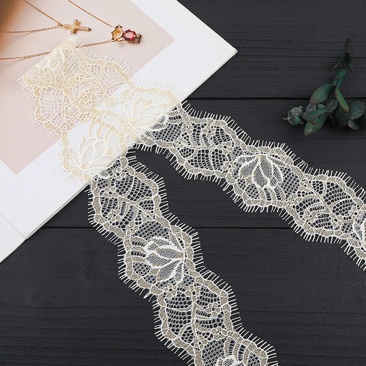 FREEDOMBEAUTY | [no- stretch] Gold thread eyelash lace, nylon silk elastic lace edge, high-end lace accessories for home textile clothing