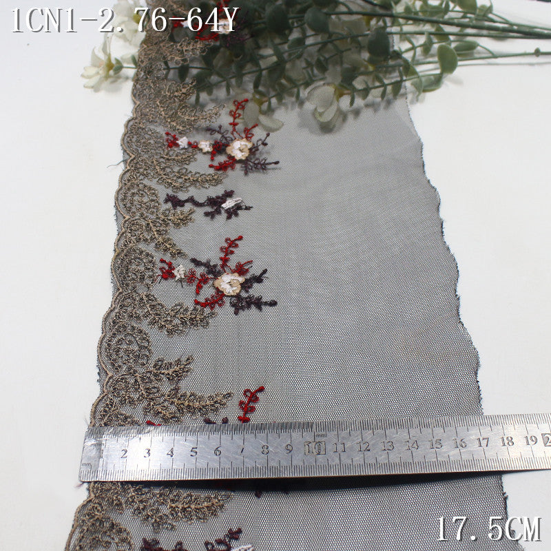 FREEDOMBEAUTY | European retro two-color mesh embroidery lace bilateral plant grass flower 21.5cm clothing accessories