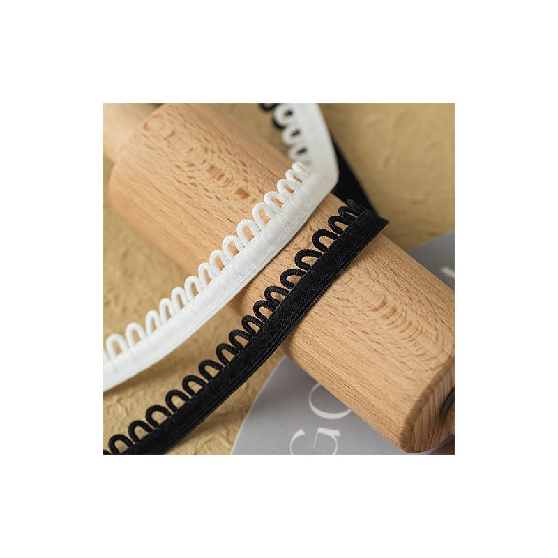 FREEDOMBEAUTY | Factory Direct 1.2CM Elastic Semicircular Ring Rope Belt Black and White Spot, Handmade DIY Women's Luggage Elastic Band