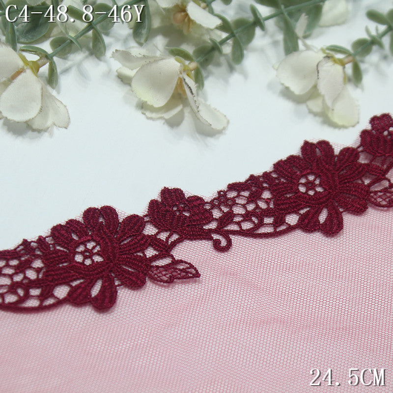 FREEDOMBEAUTY | Spot retro crimson mesh embroidery lace bilateral water-soluble flowers, clothing accessories underwear lace accessories