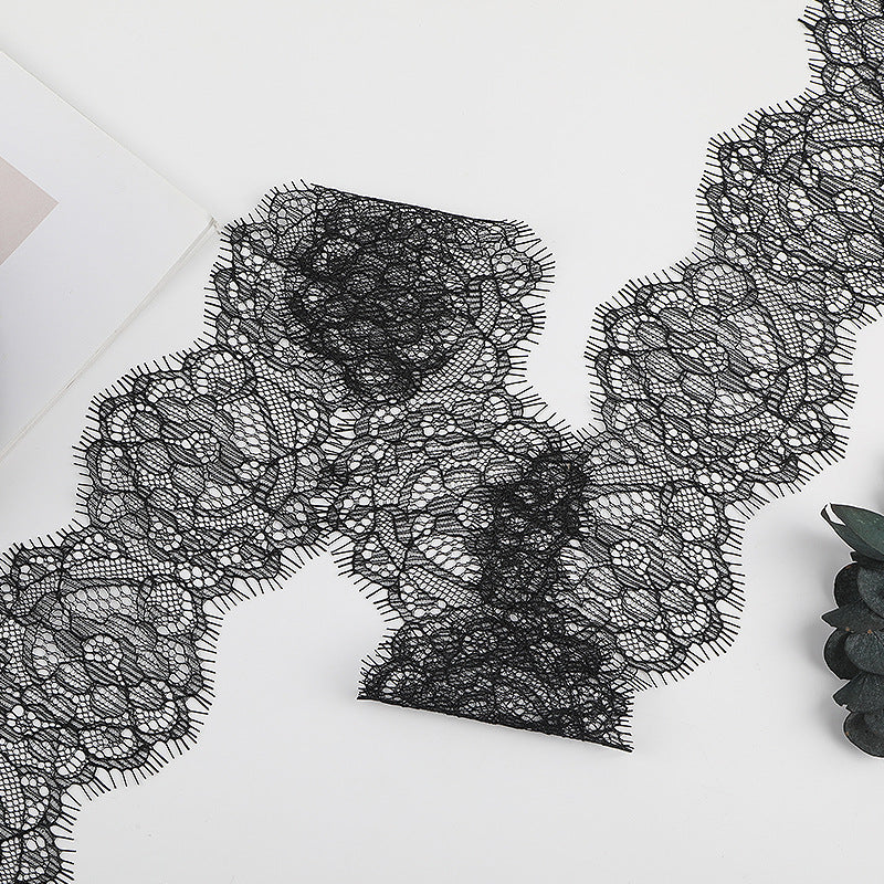 FREEDOMBEAUTY | [no- stretch] 8cm eyelash lace, black non-elastic lace edge, exquisite lace lace supplement for clothing accessories, in stock