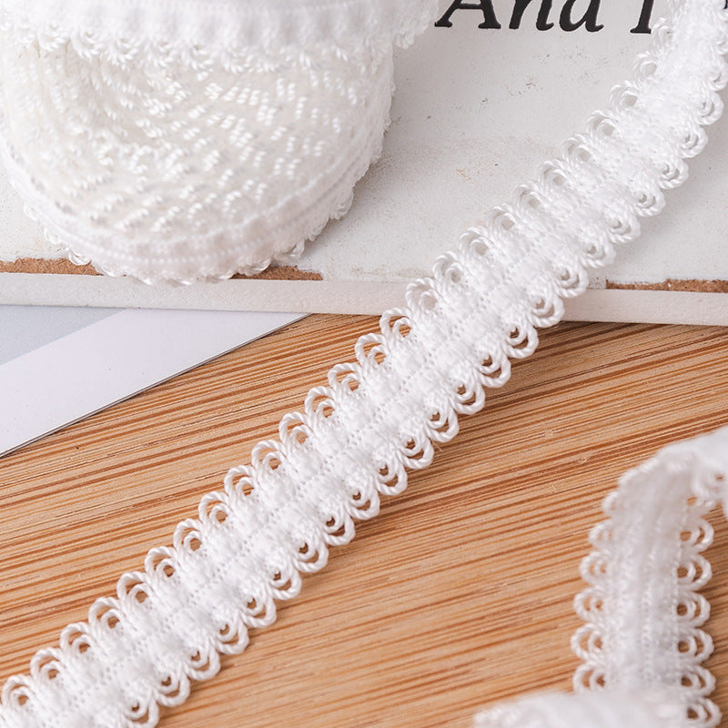 FREEDOMBEAUTY | The manufacturer supplies 1.2cm knitted white double bud strap, nylon elastic skin-friendly centipede bud decorative elastic strap
